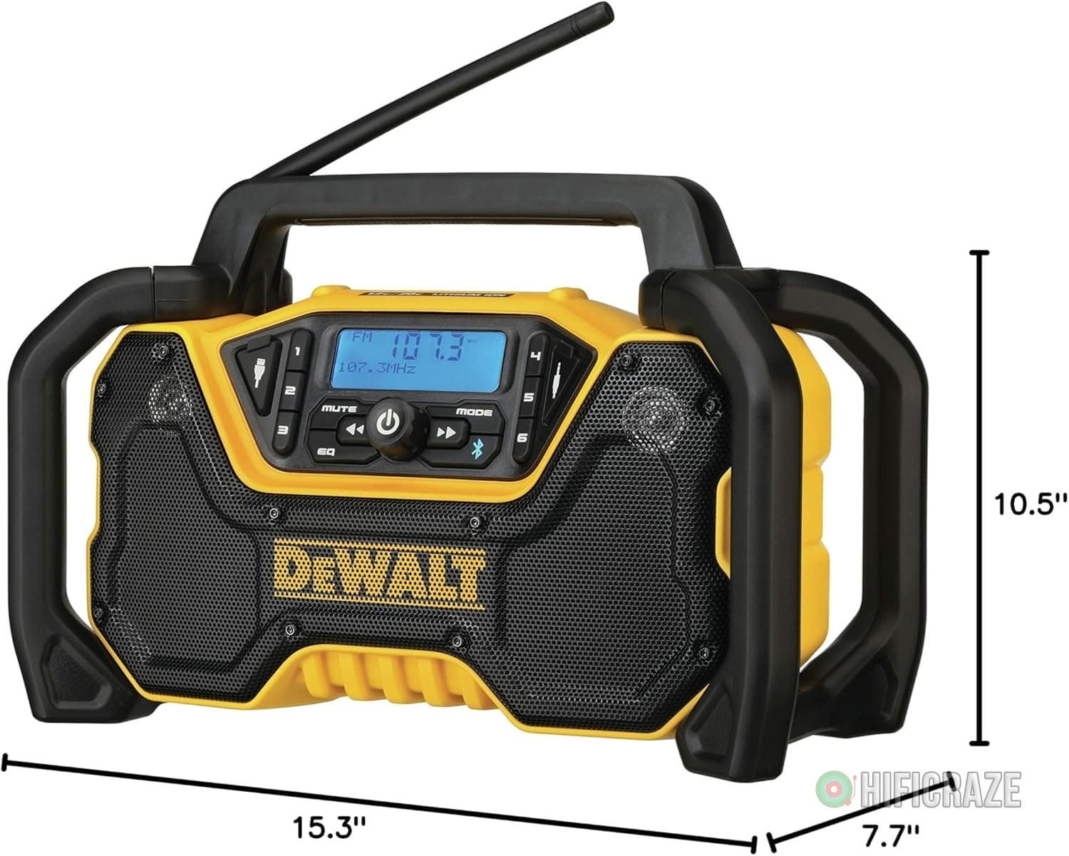 DEWALT 12V/20V MAX Portable Bluetooth Radio, Cordless, 100 ft Range, 3.5” Subwoofers, Jobsite (DCR028B) - Image 9