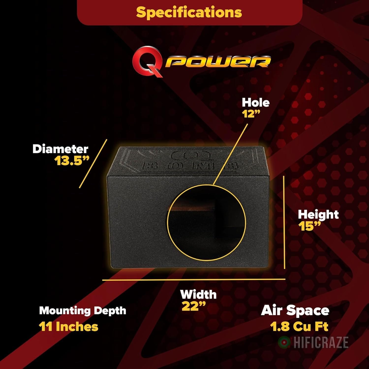 Q Power Single 12" Vented Ported Car Subwoofer Sub Box Enclosure, QBOMB12VL - Single Cab Bass Woofer Speaker Box System for Vehicle or Truck Audio 3 Q Power Single 12" Vented Ported Car Subwoofer Sub Box Enclosure, QBOMB12VL - Single Cab Bass Woofer Speaker Box System for Vehicle or Truck Audio - Image 3