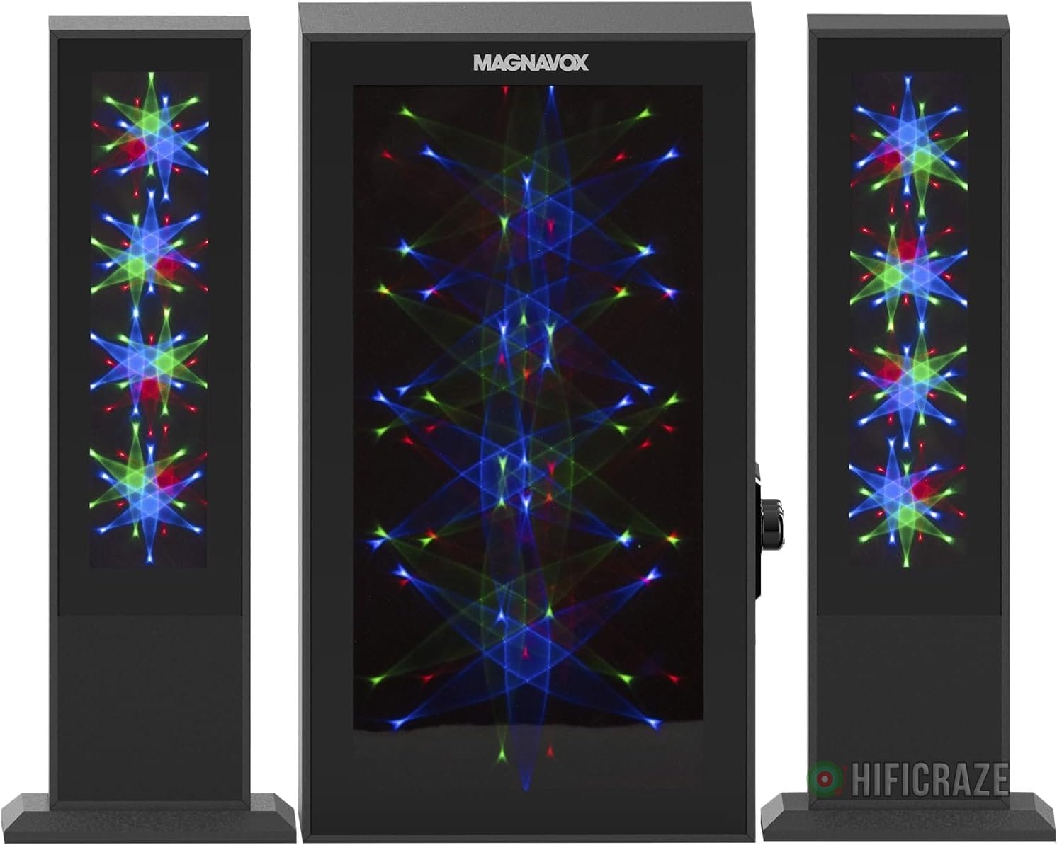 Magnavox MHT990 2.1 Home Entertainment System with Bluetooth Wireless Technology and Color Changing Lights in Black | AUX Port | Subwoofer with 2 Speakers | Pulsing Lights | 8 Magnavox MHT990 2.1 Home Entertainment System with Bluetooth Wireless Technology and Color Changing Lights in Black | AUX Port | Subwoofer with 2 Speakers | Pulsing Lights | - Image 8