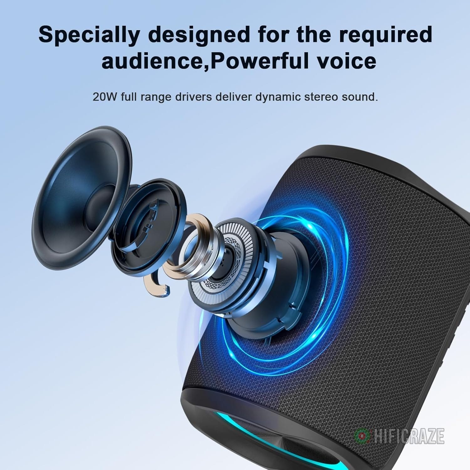 Speaker, Portable Wireless Speaker Waterproof IPX5 Bluetooth 5.3 Speakers Loud Stereo Sound with LED Light TWS Speakers Suitable for Travel, Home and Outdoor Travel, Black(06A) - Image 3