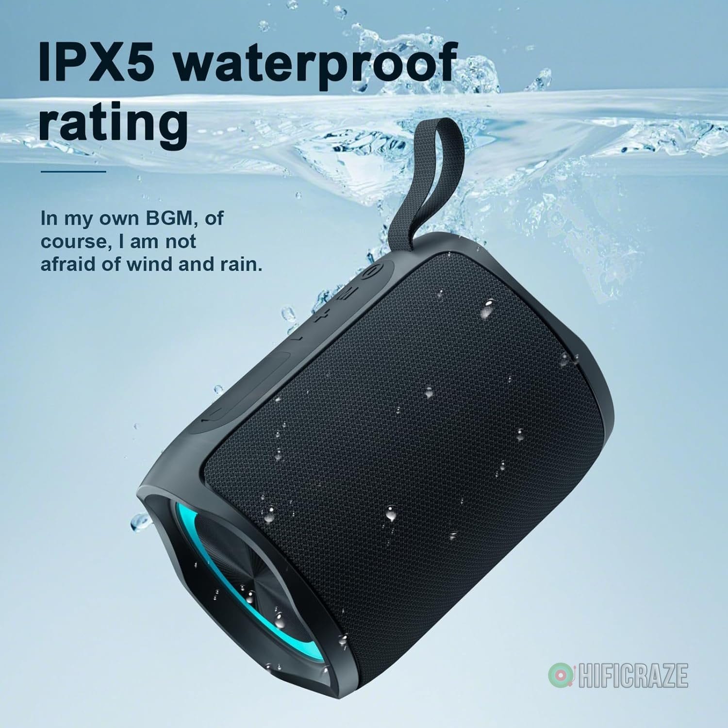 Speaker, Portable Wireless Speaker Waterproof IPX5 Bluetooth 5.3 Speakers Loud Stereo Sound with LED Light TWS Speakers Suitable for Travel, Home and Outdoor Travel, Black(06A) - Image 4