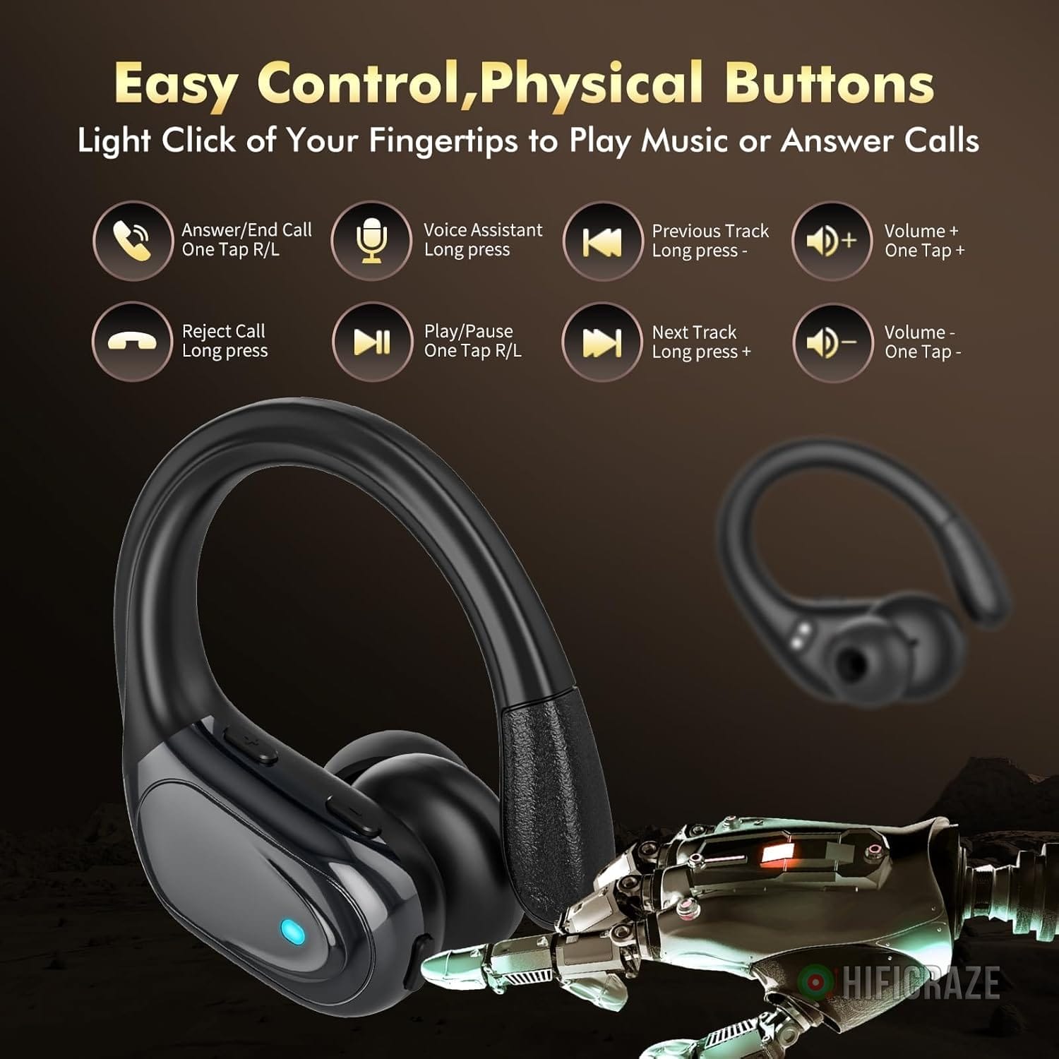 Wireless Earbuds, Sports Bluetooth Headphones, 80Hrs Playtime Ear Buds with LED Power Display, Noise Canceling Headset, IPX7 Waterproof Earphones for Workout/Running (Black) - Image 6