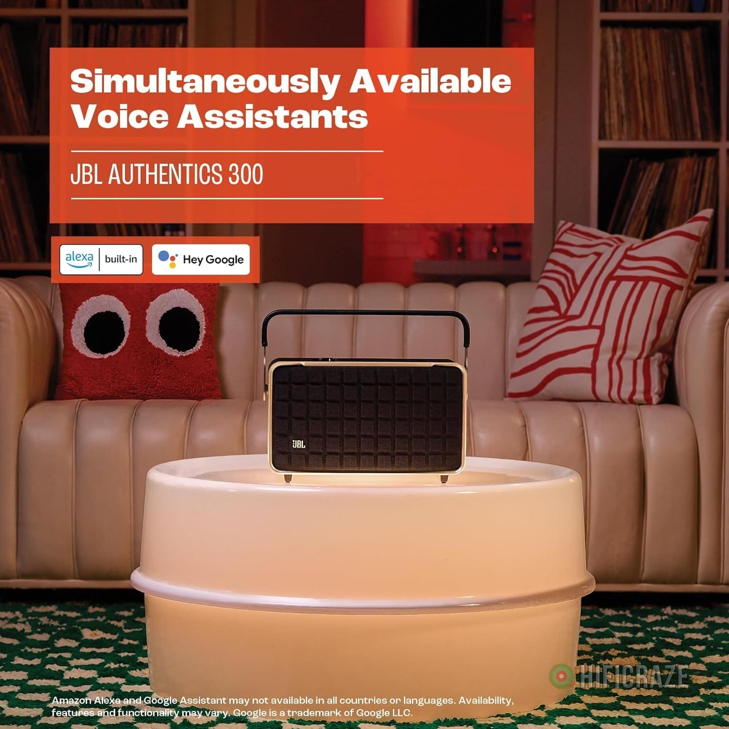 JBL Authentics 300 - Retro Style Wireless Bluetooth/WiFi Home Speaker, Built in Battery (4800mAh), Music Streaming Services via Built-in Wi-Fi, Built in Alexa and Google Assistant (Black/Gold) 5 JBL Authentics 300 - Retro Style Wireless Bluetooth/WiFi Home Speaker, Built in Battery (4800mAh), Music Streaming Services via Built-in Wi-Fi, Built in Alexa and Google Assistant (Black/Gold) - Image 5