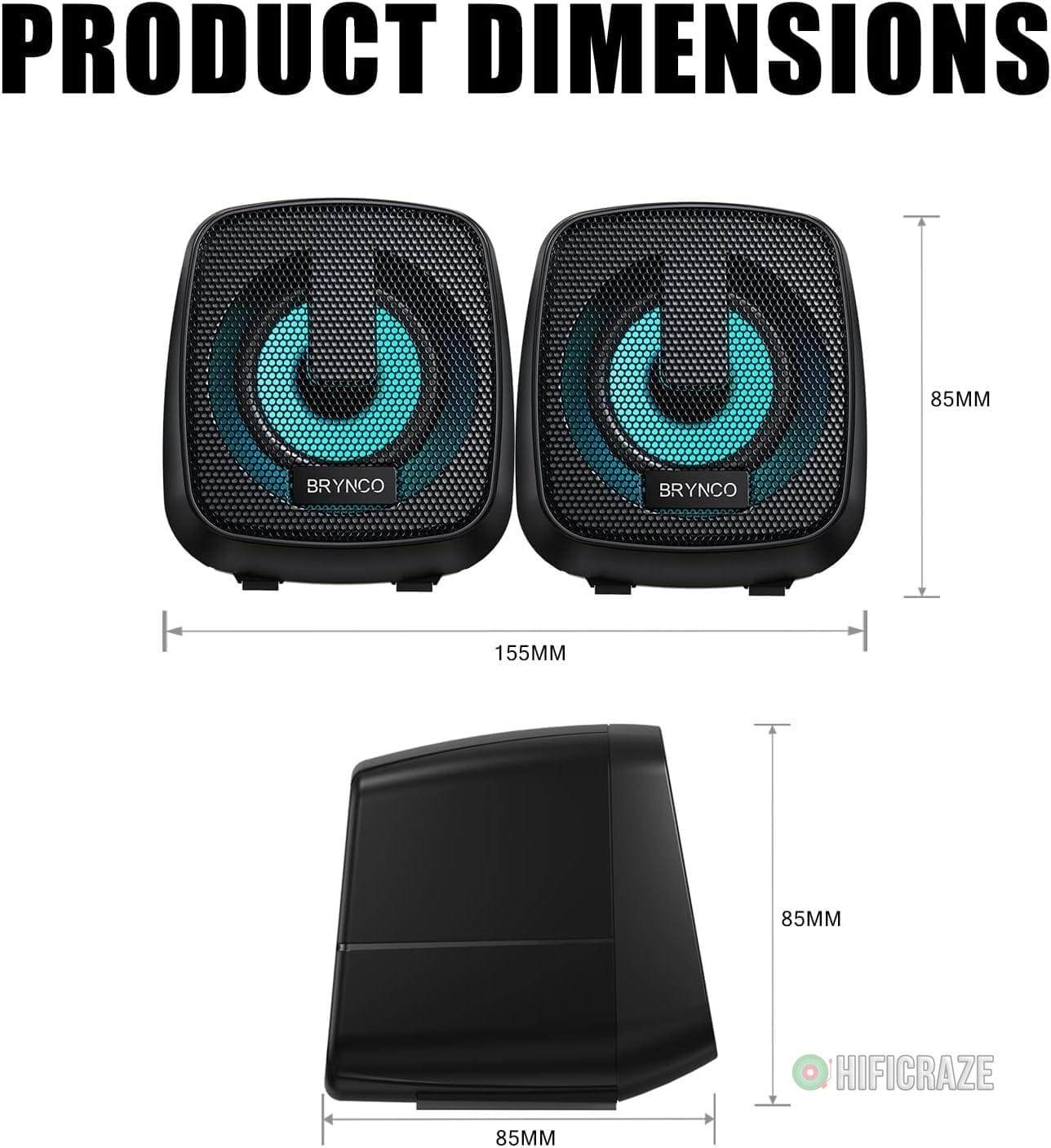 2.0 Channel RGB Computer Speakers | Compact Size with Dynamic Color-Changing Lights & Clear Audio | USB-Powered for PC/Laptop/Tablet/Phone | Plug & Play, Wired Remote (Black) - Image 7