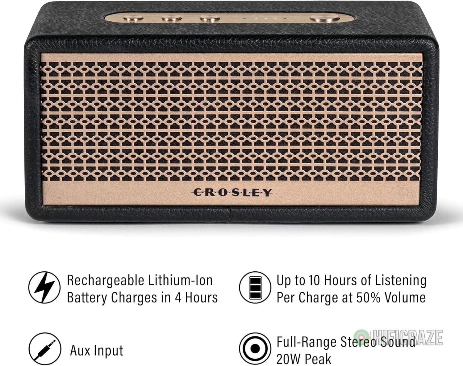 Crosley CR3113A-BK Montero Small Portable Rechargeable Bluetooth Speaker, Black 2 Crosley CR3113A-BK Montero Small Portable Rechargeable Bluetooth Speaker, Black - Image 2