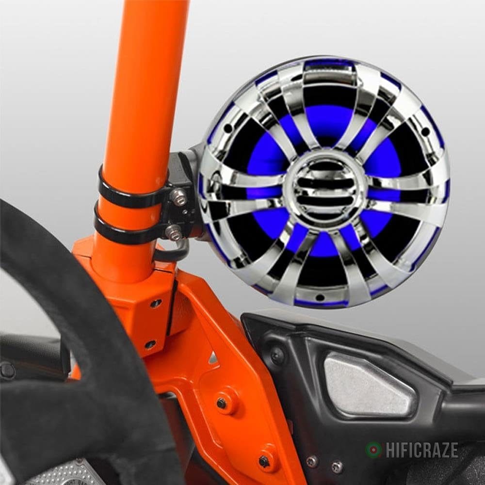 Pyle Marine Speakers - 5.25 Inch Waterproof IP44 Rated Wakeboard Tower and Weather Resistant Outdoor Audio Stereo Sound System with Built-in LED Lights - 1 Pair in Silver (PLMRWB50L) 4 Pyle Marine Speakers - 5.25 Inch Waterproof IP44 Rated Wakeboard Tower and Weather Resistant Outdoor Audio Stereo Sound System with Built-in LED Lights - 1 Pair in Silver (PLMRWB50L) - Image 4