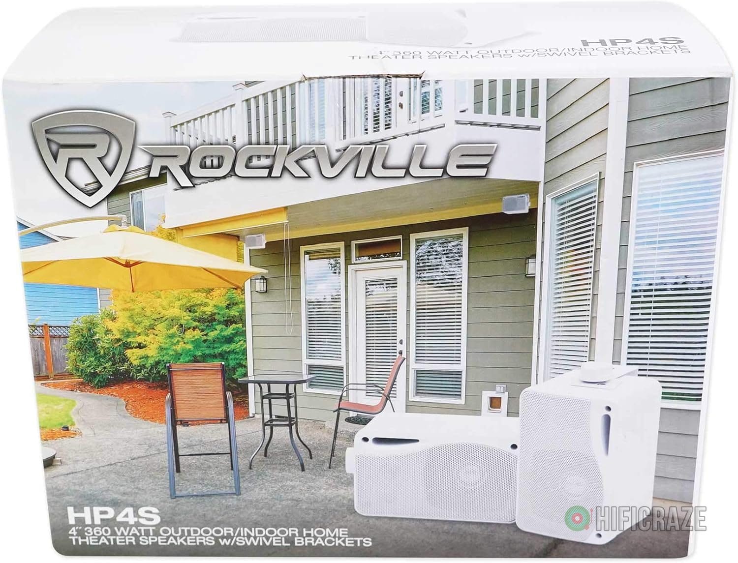 Rockville HP4S Pair 360W 4" Outdoor/Indoor Speakers 4 Ohm, Weather-Resistant, Swivel Brackets, 4" Woofer + 1/2" Tweeter, for Home Theater and Patio 8 Rockville HP4S Pair 360W 4" Outdoor/Indoor Speakers 4 Ohm, Weather-Resistant, Swivel Brackets, 4" Woofer + 1/2" Tweeter, for Home Theater and Patio - Image 8