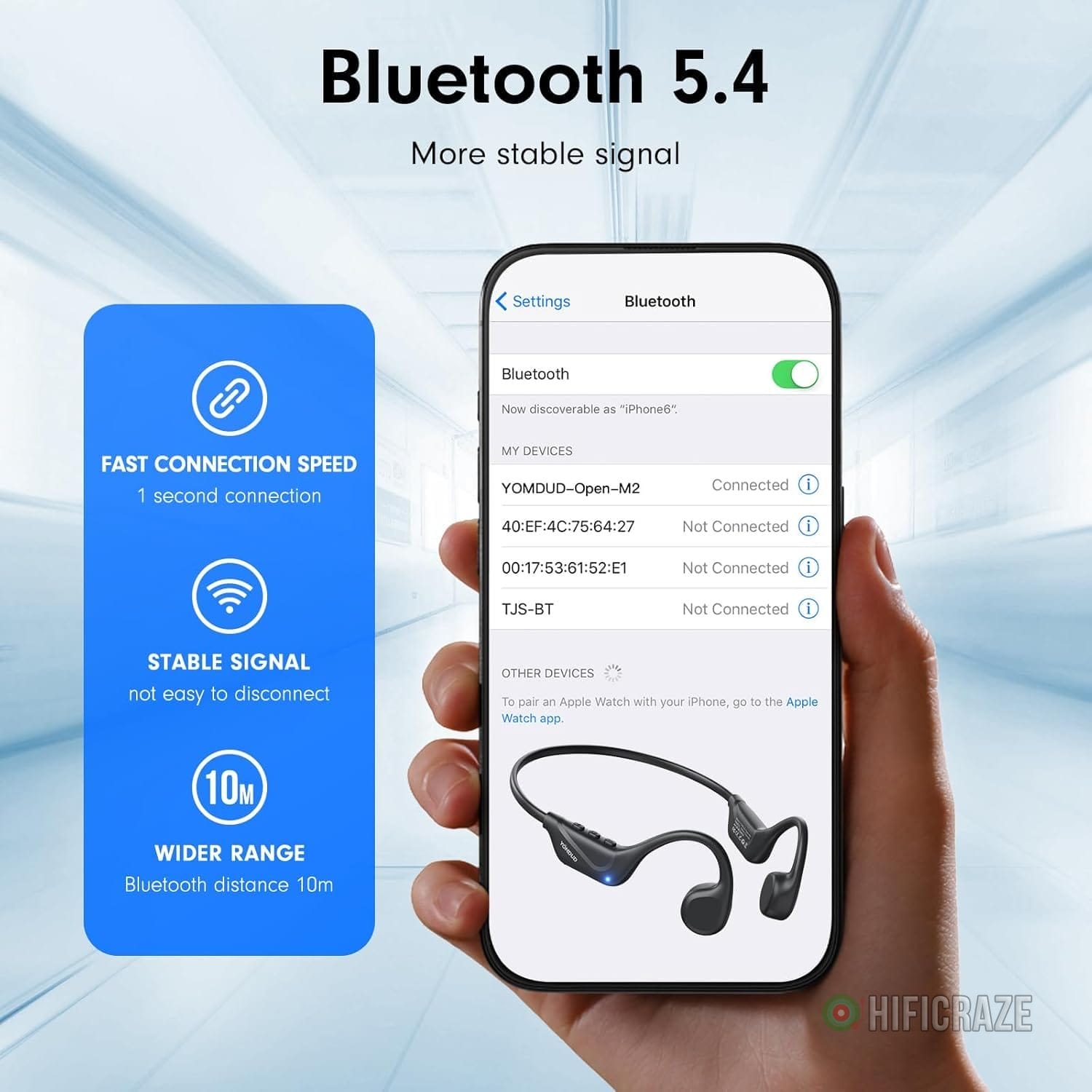Bone Conduction Headphones,Open Ear Headphones,Wireless Headphones with Mic,Bluetooth 5.4,10H Playtime & IPX5 Waterproof,Sports Headphone for Running & Outdoor - Image 5