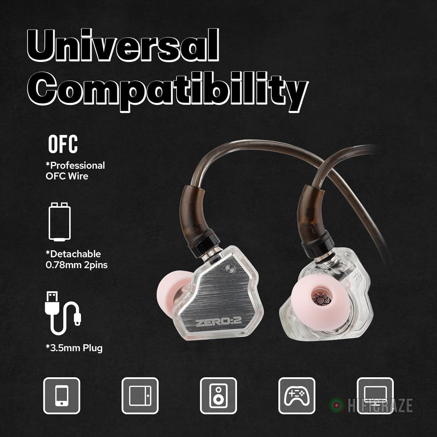 Linsoul 7Hz x Crinacle Zero:2 in Ear Monitor, Updated 10mm Dynamic Driver IEM, Wired Earbuds Earphones, Gaming Earbuds, with OFC IEM Cable for Musician (Silver) 6 Linsoul 7Hz x Crinacle Zero:2 in Ear Monitor, Updated 10mm Dynamic Driver IEM, Wired Earbuds Earphones, Gaming Earbuds, with OFC IEM Cable for Musician (Silver) - Image 6