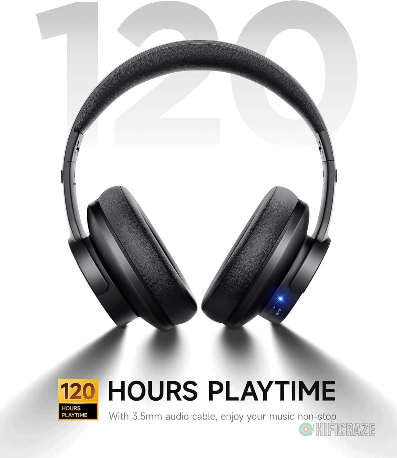 Picun B8 Bluetooth Headphones, 120H Playtime Headphone Wireless Bluetooth with 3 EQ Modes, Low Latency, Hands-Free Calls, Over Ear Headphones for Travel Home Office Cellphone PC Black 3 Picun B8 Bluetooth Headphones, 120H Playtime Headphone Wireless Bluetooth with 3 EQ Modes, Low Latency, Hands-Free Calls, Over Ear Headphones for Travel Home Office Cellphone PC Black - Image 3