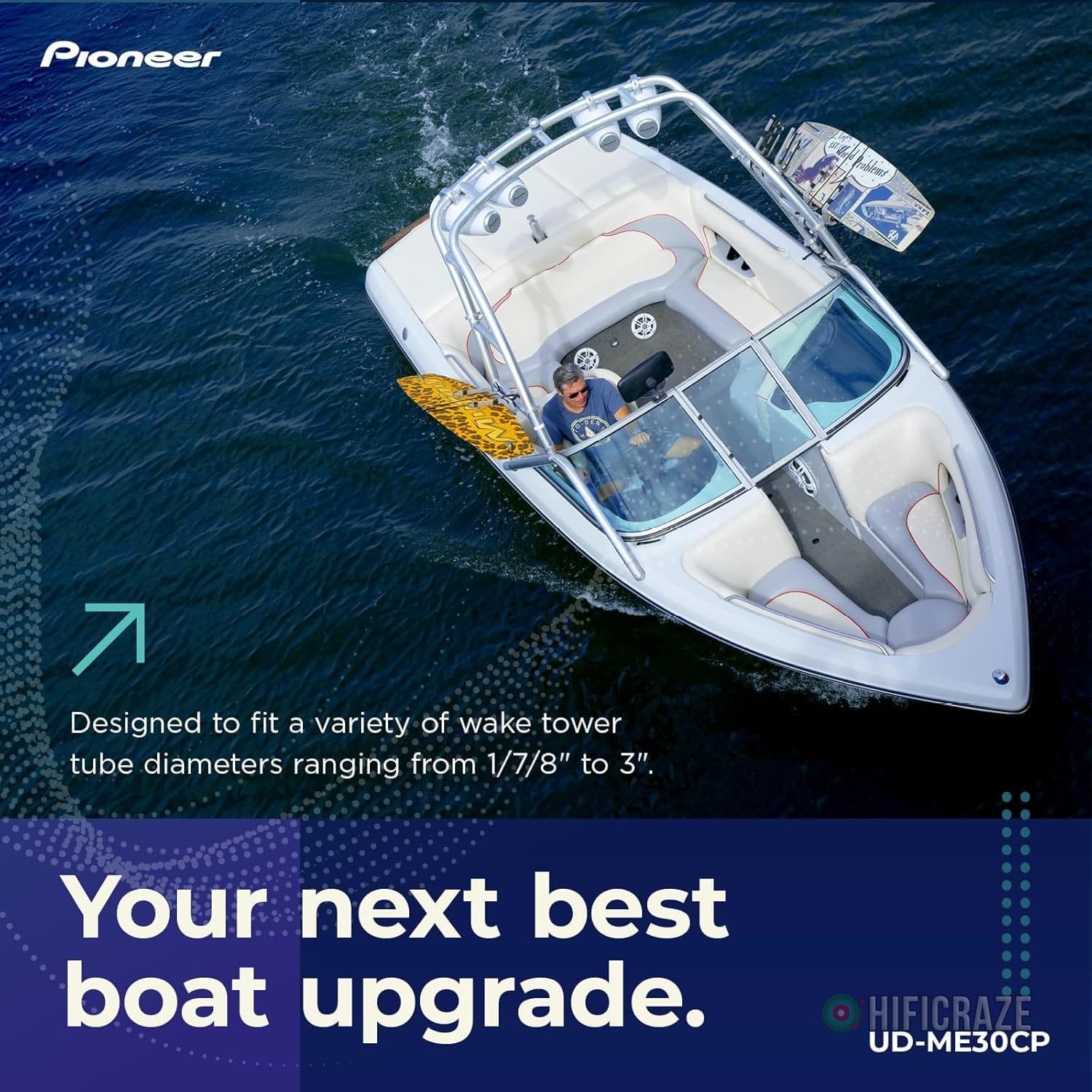 Pioneer UD-ME30CP Tower Speaker Mounting Brackets (Silver, 2 Pack) - Flexible Mounting Options, Fits 1-7/8" to 3" Tubes - for Use with Boats, Watercraft, UTV, ATV, RVs, Golf Carts 4 Pioneer UD-ME30CP Tower Speaker Mounting Brackets (Silver, 2 Pack) - Flexible Mounting Options, Fits 1-7/8" to 3" Tubes - for Use with Boats, Watercraft, UTV, ATV, RVs, Golf Carts - Image 4