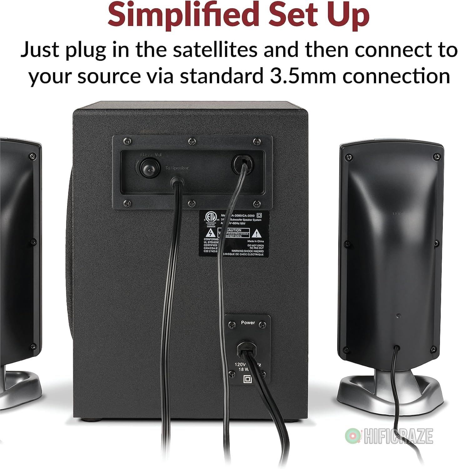 Cyber Acoustics CA-3090 2.1 Speaker System with Subwoofer with 18W of Power – Easy Setup and Convenient Controls, Great for Music, Movies, and Gaming 4 Cyber Acoustics CA-3090 2.1 Speaker System with Subwoofer with 18W of Power – Easy Setup and Convenient Controls, Great for Music, Movies, and Gaming - Image 4