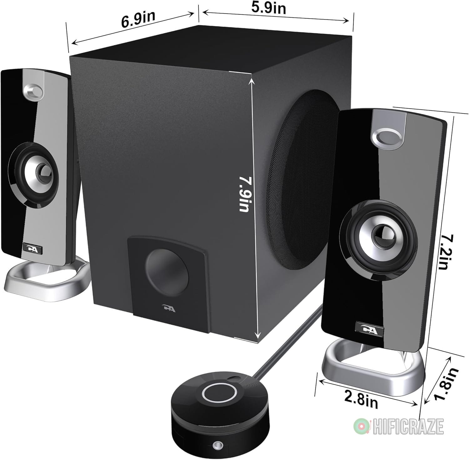 Cyber Acoustics CA-3090 2.1 Speaker System with Subwoofer with 18W of Power – Easy Setup and Convenient Controls, Great for Music, Movies, and Gaming 8 Cyber Acoustics CA-3090 2.1 Speaker System with Subwoofer with 18W of Power – Easy Setup and Convenient Controls, Great for Music, Movies, and Gaming - Image 8