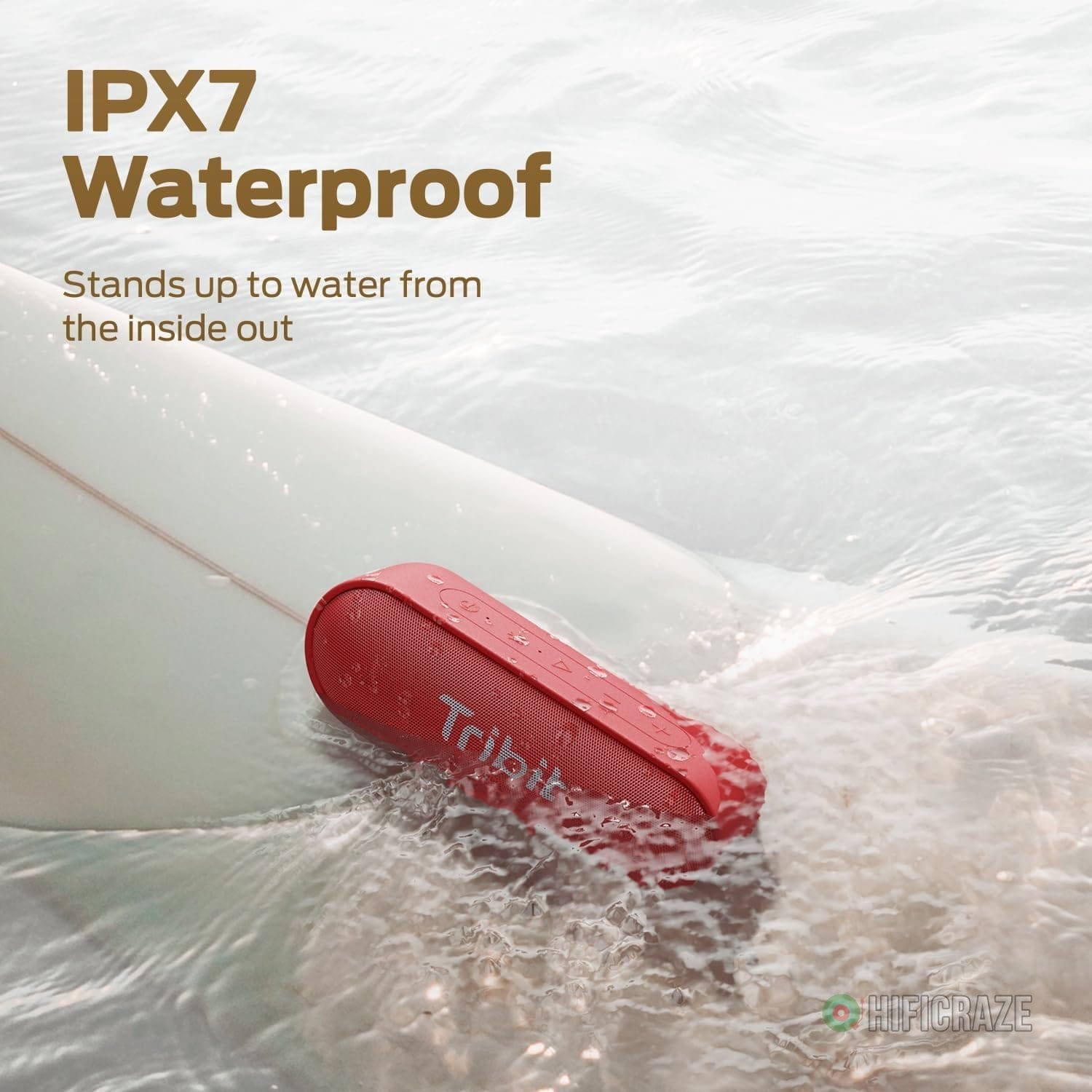 Tribit Bluetooth Speaker XSound Go, 16W Loud Sound & Deeper Bass, 24H Playtime, IPX7 Waterproof, Bluetooth 5.3 TWS Pairing Portable Wireless Speaker for Home, Outdoor (Red) - Image 5