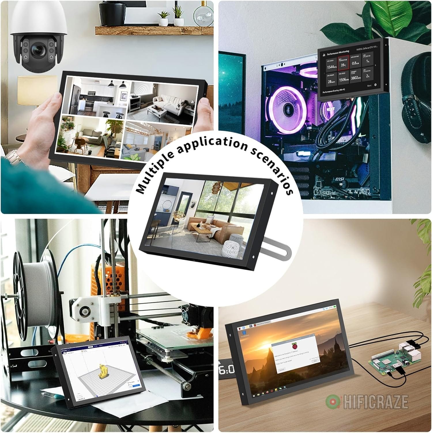 7 Inch Mini Monitor HDMI, Portable Vga Monitor with AV BNC 1024×600 LCD Screen with Built-in Speakers, 178° View Angle IPS, Multi-Function Mini Small Display for Raspberry Pi PC/TV/DVD/CVBS - Image 6