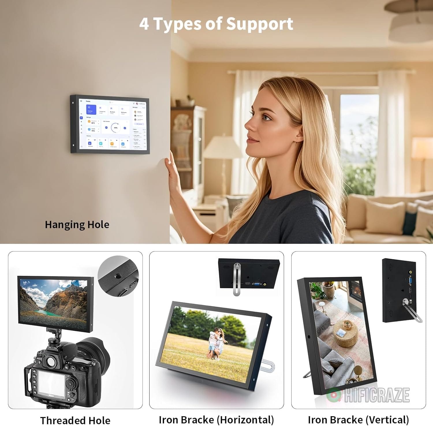 7 Inch Mini Monitor HDMI, Portable Vga Monitor with AV BNC 1024×600 LCD Screen with Built-in Speakers, 178° View Angle IPS, Multi-Function Mini Small Display for Raspberry Pi PC/TV/DVD/CVBS - Image 7