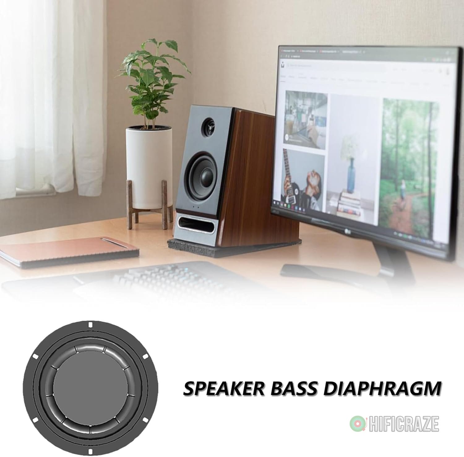Subwoofer Diaphragm Loudspeaker Woofer Radiator Enhances Bass Experience Rubber and Iron Horn Accessory 6.5/8inch - Image 3