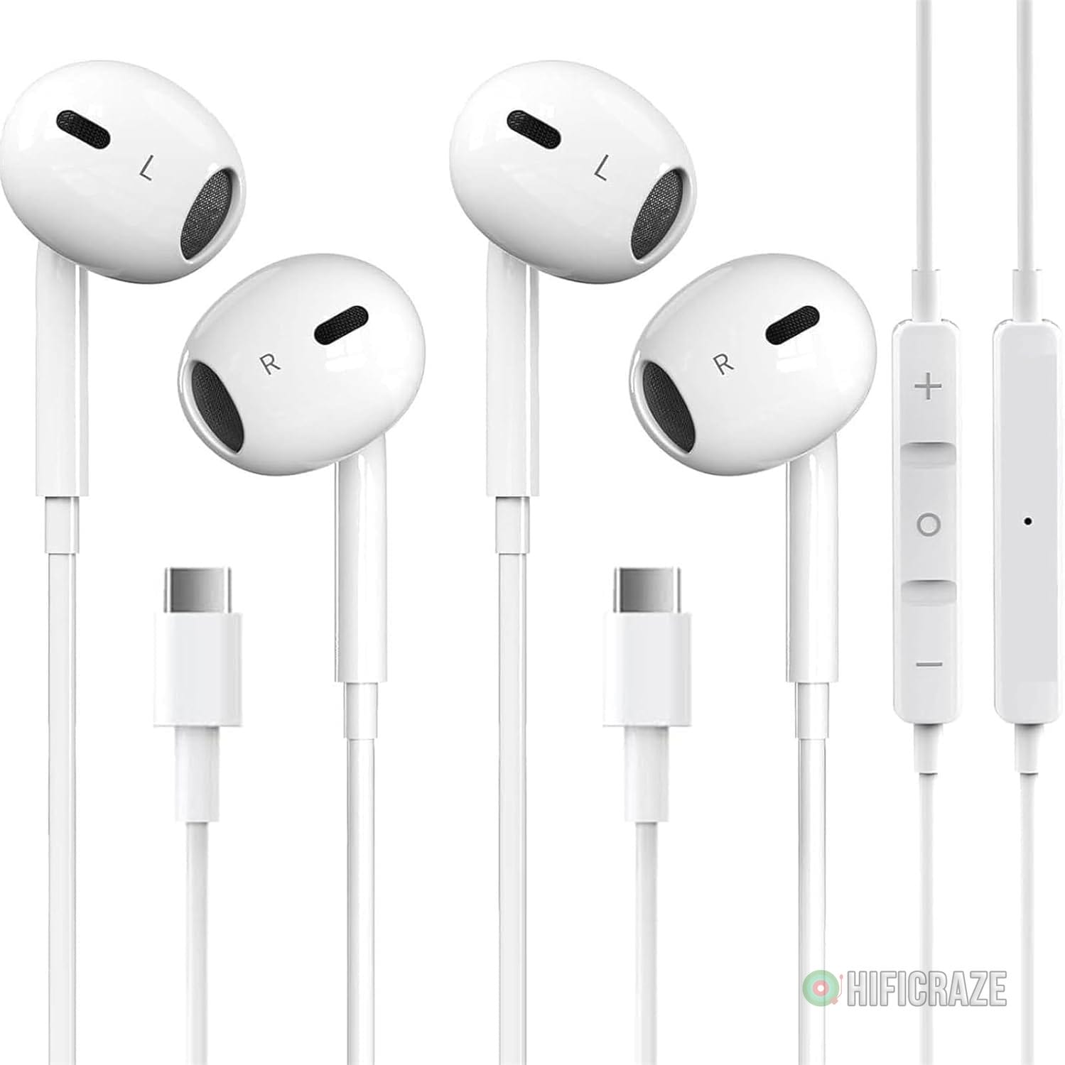 2 Packs USB C Headphones for iPhone 16/15 Pro Max Plus Type C Earbuds Wired Earphones with Mic & Remote Control Noise Cancelling for iPhone 16/15 pro, iPad Pro, Galaxy S23/S22/S21/S20/Ultra Note 10/20