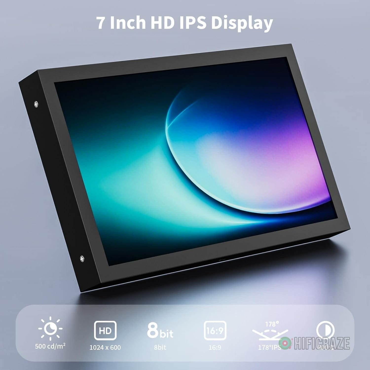 7 Inch Mini Monitor HDMI, Portable Vga Monitor with AV BNC 1024×600 LCD Screen with Built-in Speakers, 178° View Angle IPS, Multi-Function Mini Small Display for Raspberry Pi PC/TV/DVD/CVBS - Image 2