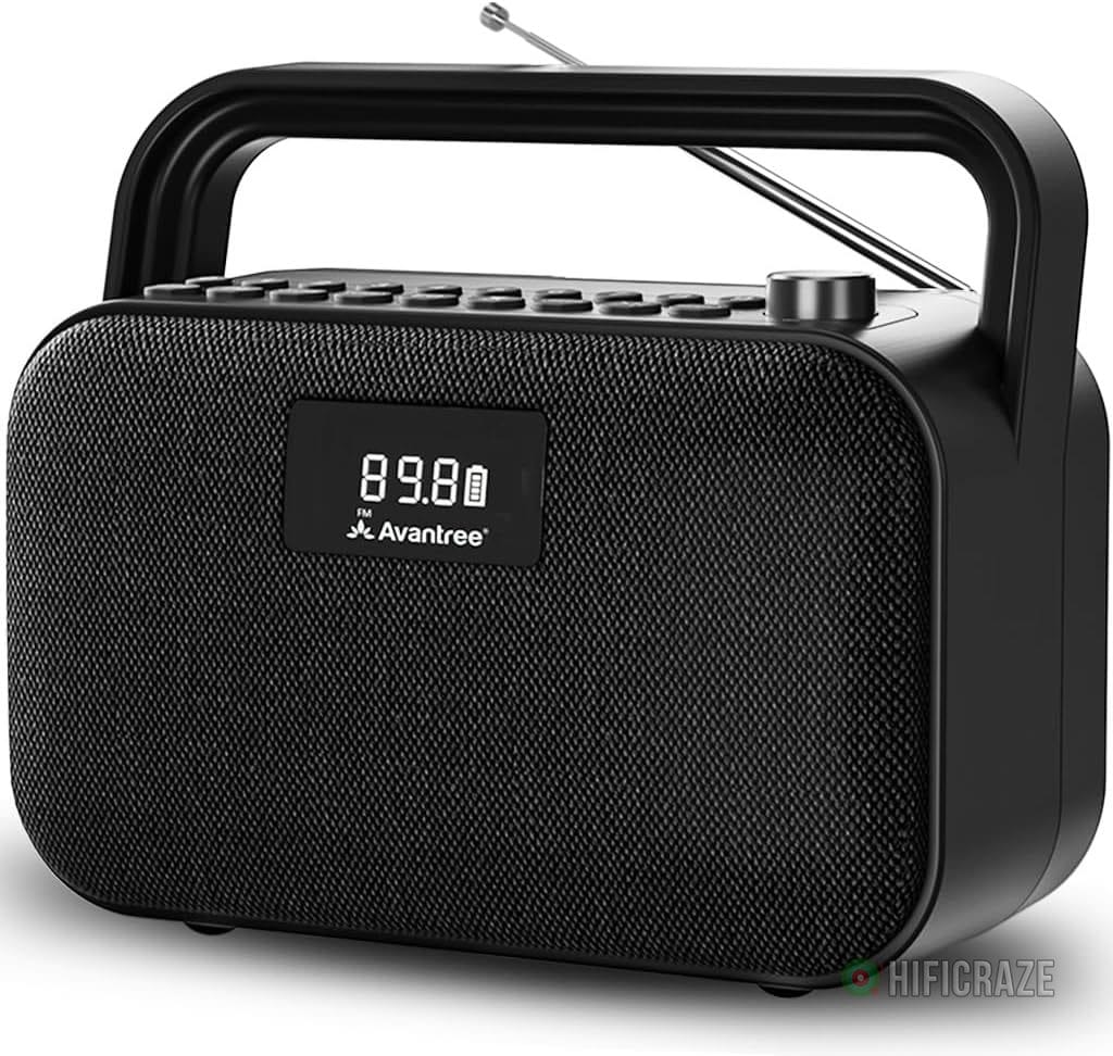 Avantree PowerByte – Portable FM Radio with Powerful 30W Stereo Bluetooth Speakers & SD Card Player, 20hr Rechargeable Playtime, and Extended Range, Wireless & Wired Speaker & U Disk Player