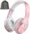 Bluetooth Headphones Over Ear, 68H Playtime 3 EQ Music Modes Wireless Headphones with Microphone/Deep Bass, HiFi Stereo Foldable Headset for PC Home Travel Office (Rose Gold)
