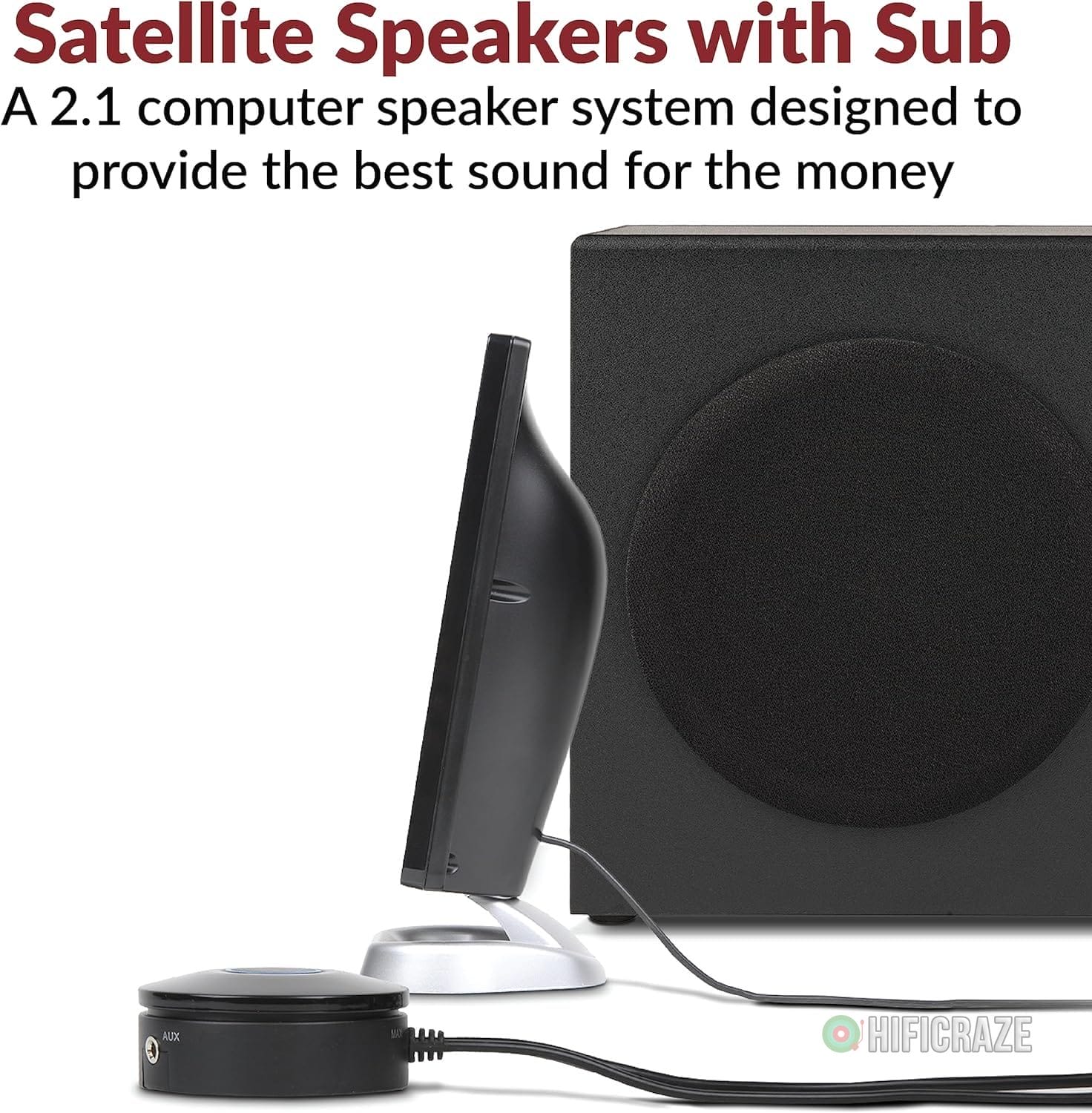 Cyber Acoustics CA-3090 2.1 Speaker System with Subwoofer with 18W of Power – Easy Setup and Convenient Controls, Great for Music, Movies, and Gaming 2 Cyber Acoustics CA-3090 2.1 Speaker System with Subwoofer with 18W of Power – Easy Setup and Convenient Controls, Great for Music, Movies, and Gaming - Image 2