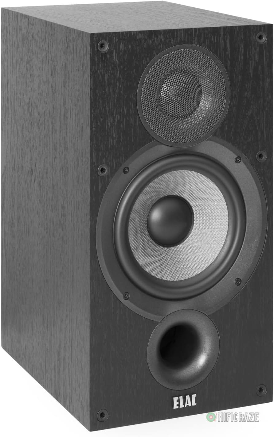 ELAC Debut 2.0 B6.2 Bookshelf Speakers, Black (Pair) – 1” Cloth Dome Tweeter & 6.5” Aramid Fiber Woofer – 2-Way Bass Reflex – Up to 35,000 Hz Response