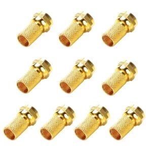 F-Type Coaxial Cable Twist on Connector, Full Copper Gold Plated RG6 Coaxial Cable Male Twist-on Adapter (Pack of 10)