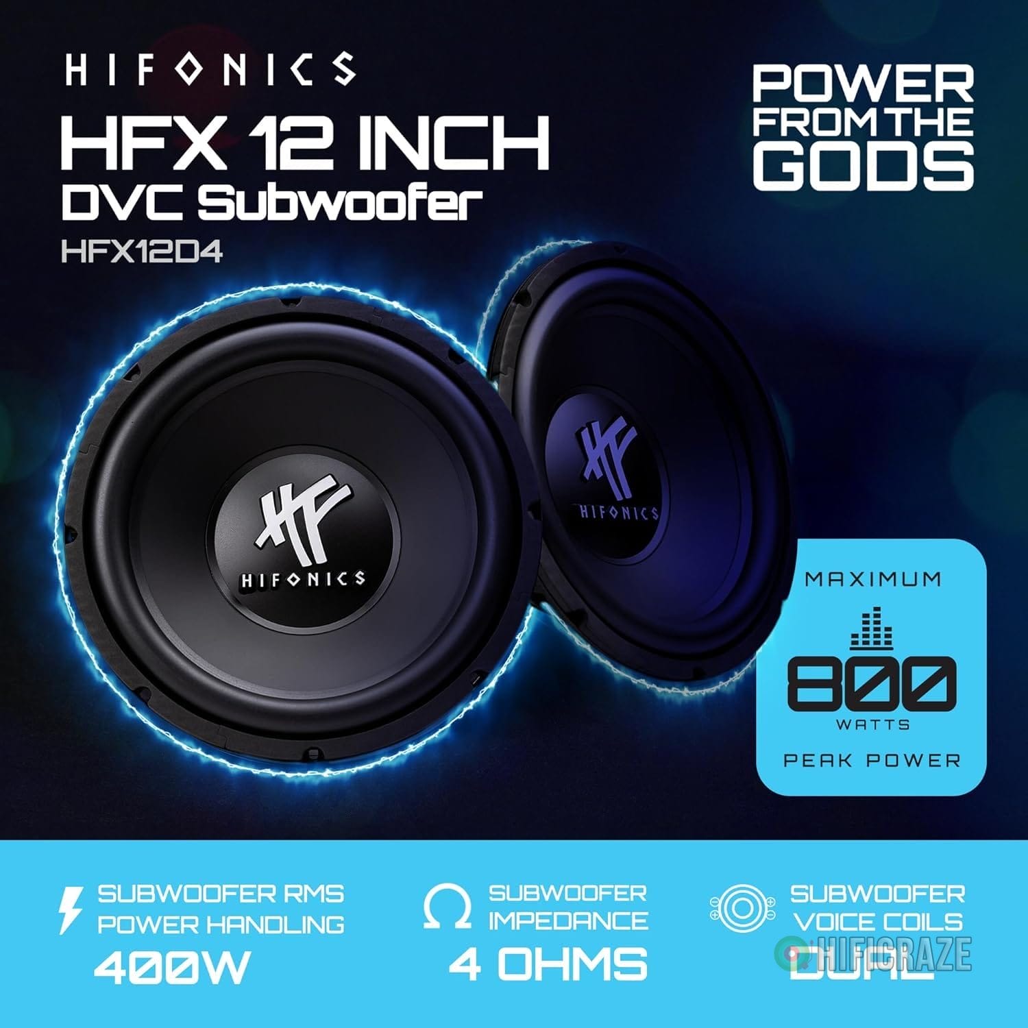 Hifonics Pair of 12 Inch Subwoofers, 800 Watt Max 400 Watt RMS Car & Powersports Speaker, HFX12D4 2 Hifonics Pair of 12 Inch Subwoofers, 800 Watt Max 400 Watt RMS Car & Powersports Speaker, HFX12D4 - Image 2