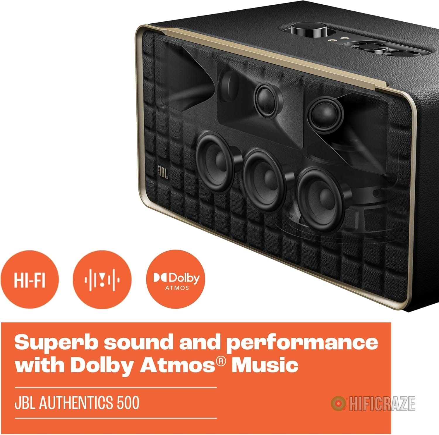 JBL Authentics 500 - Retro Style Home Speaker with Bluetooth, Voice Control, and Dolby Atmos, Multi Room Playback, Built in Alexa and Google Assistant, Automatic self tuning 2 JBL Authentics 500 - Retro Style Home Speaker with Bluetooth, Voice Control, and Dolby Atmos, Multi Room Playback, Built in Alexa and Google Assistant, Automatic self tuning - Image 2