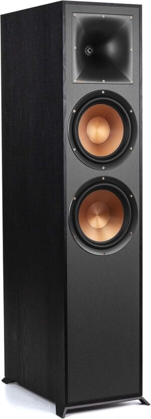 Klipsch Reference R-820F Floorstanding Speaker for Home Theater Systems with 8” Dual Woofers, Tower Speakers with Bass-Reflex via Rear-Firing Tractrix Ports in Black