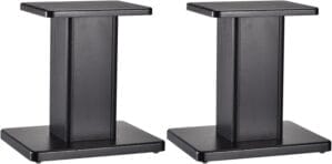 MECCANIXITY Wood Speaker Stands, 2 Pack 11.8 Inch (30cm) Universal Speaker Stand Hollowed Bases Enhanced Audio Listening for Home Theaters Cinema