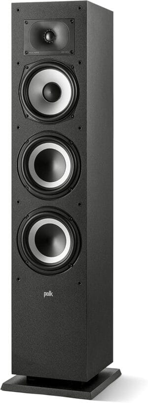 Polk Monitor XT60 Tower Speaker - Hi-Res Audio Certified, Dolby Atmos, DTS:X & Auro 3D Compatible, 1" Tweeter, 6.5" Dynamically Balanced Woofer, (2) 6.5" Passive Radiators (Single, Midnight Black)