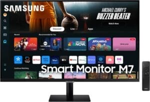 SAMSUNG 32-Inch M7 (M70D) Series 4K UHD Smart Monitor with Streaming TV, Speakers, HDR10, USB-C, Multiple Ports, Gaming Hub, SolarCell Remote, Vision Accessibility Tools, LS32DM702UNXGO, 2024, Black