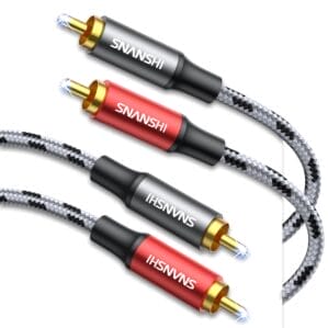 SNANSHI RCA Cables 5ft – RCA to RCA Audio Cable with Gold-Plated Connectors, Dual Shielded– Against Noise (Hum), and Nylon Braided Jacket for Home Theater, Stereo Systems, TVs, Musical Instruments