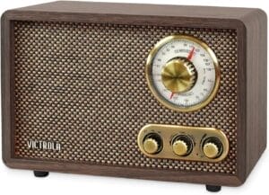 Victrola Willow – Retro Wood Bluetooth Radio with Built-in Speakers: Elegant & Vintage Design, Rotary AM/FM Tuning Dial, Bass & Treble Control, Wireless Streaming (Espresso)