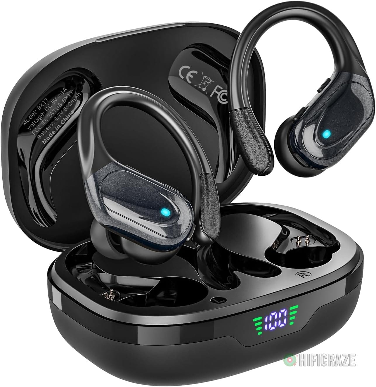 Wireless Earbuds, Sports Bluetooth Headphones, 80Hrs Playtime Ear Buds with LED Power Display, Noise Canceling Headset, IPX7 Waterproof Earphones for Workout/Running (Black) 1 Wireless Earbuds, Sports Bluetooth Headphones, 80Hrs Playtime Ear Buds with LED Power Display, Noise Canceling Headset, IPX7 Waterproof Earphones for Workout/Running (Black)