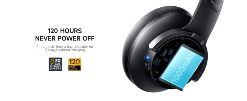 Picun B8 Bluetooth Headphones, 120H Playtime Headphone Wireless Bluetooth with 3 EQ Modes, Low Latency, Hands-Free Calls, Over Ear Headphones for Travel Home Office Cellphone PC Black 11 Convenient Touch Controls