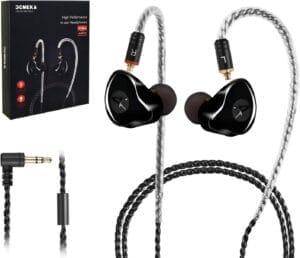 in Ear Monitor Headphones, HiFi Stereo IEM Earphones, Dynamic Dual Driver Wired Earbuds with Detachable Cable, Noise Canceling Headset for Singers Musicians Drummers Audiophile (Black)