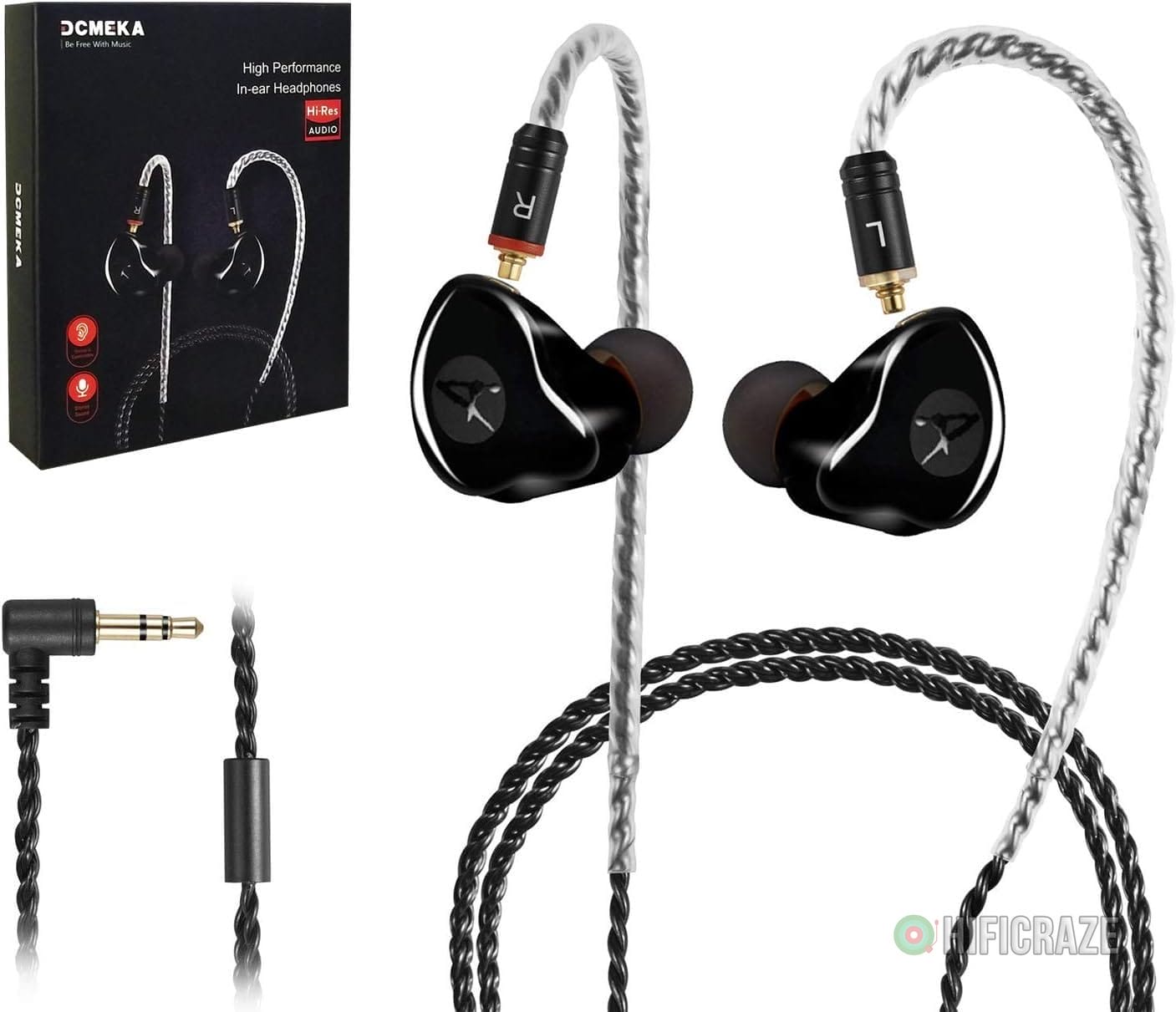 in Ear Monitor Headphones, HiFi Stereo IEM Earphones, Dynamic Dual Driver Wired Earbuds with Detachable Cable, Noise Canceling Headset for Singers Musicians Drummers Audiophile (Black)
