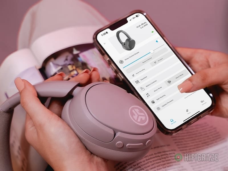 JLab JBuds Lux ANC Wireless Headphones, Cloud White, Hybrid Active Noise Cancelling, Customizable Sound, Spatial Audio Compatible, Premium Over-Ear Bluetooth Headset 12 JLab App