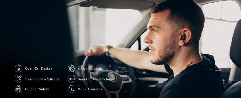 TOZO OpenEarRing True Open Ear Headphones, Lightweight Comfort Open Ear Clip Wireless Earbuds, 40H Play Bluetooth 5.4 Headphones with Smart Digital Display Design Fit Sports Running, Workout Black 3 TOZO OpenEarRing