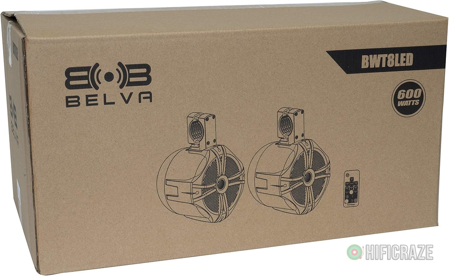 BELVA BWT8LED 600W Peak (300W RMS) 8" White Marine Tower Speakers with Multi-Color LED Lighting and Remote for Boats/ATV/UTV/Motorcycles/SxS/Golf Cart - Image 8