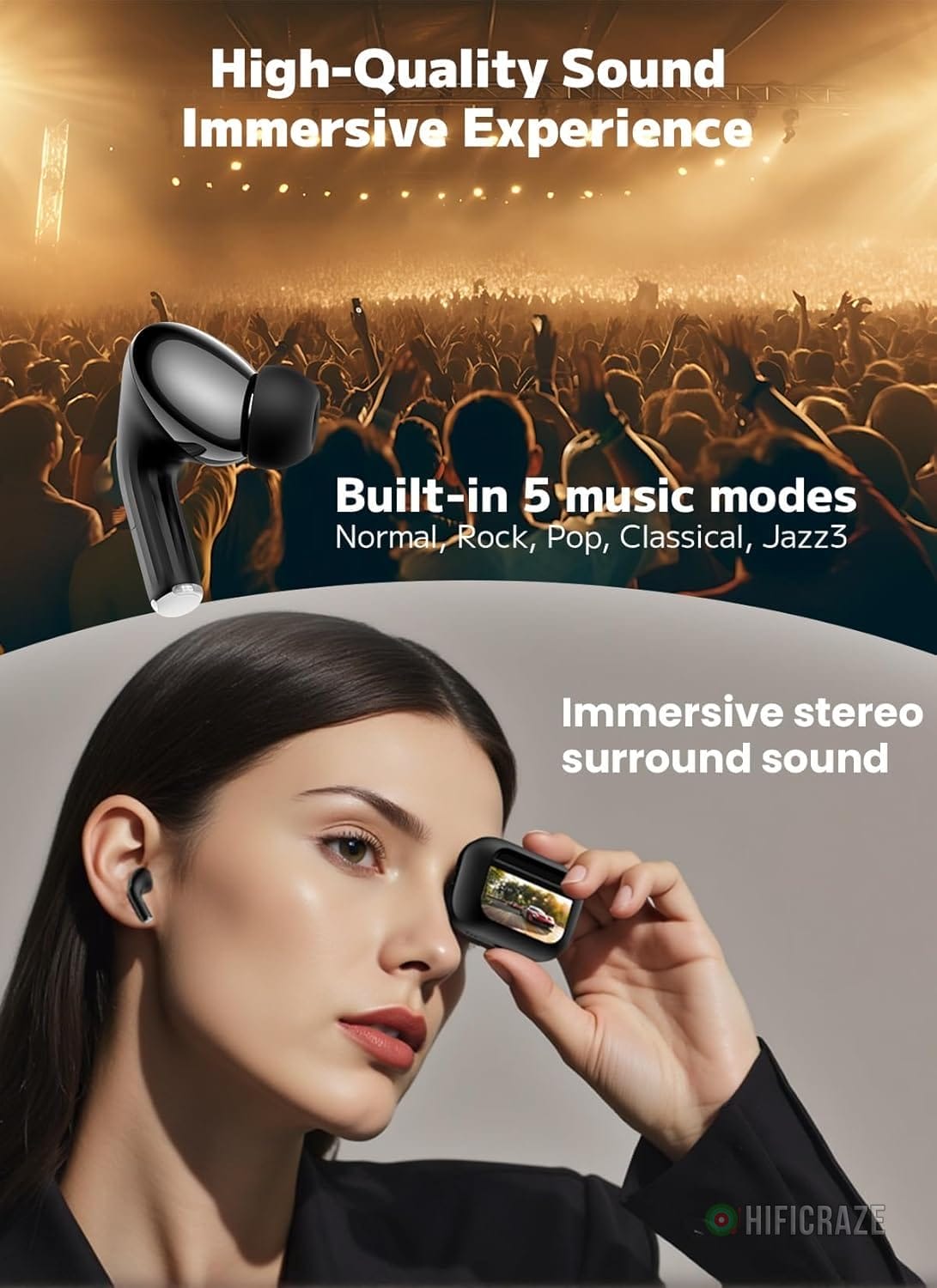 Wireless Earbuds, ANC/ENC Noise Cancelling Ear Buds with Smart Touchscreen Case, 48H Playtime for Sports & Working, Bass Stereo Sound, Bluetooth 5.4 Headphones for iPhone/Android 5 Wireless Earbuds, ANC/ENC Noise Cancelling Ear Buds with Smart Touchscreen Case, 48H Playtime for Sports & Working, Bass Stereo Sound, Bluetooth 5.4 Headphones for iPhone/Android - Image 5