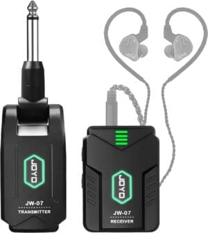 JOYO Wireless in Ear Monitor System 2.4G Wireless IEM System with Transmitter Clip on Receiver Automatic Pairing in-ear Monitoring for Studio,Guitar,DJ,Live Performance (JW-07)