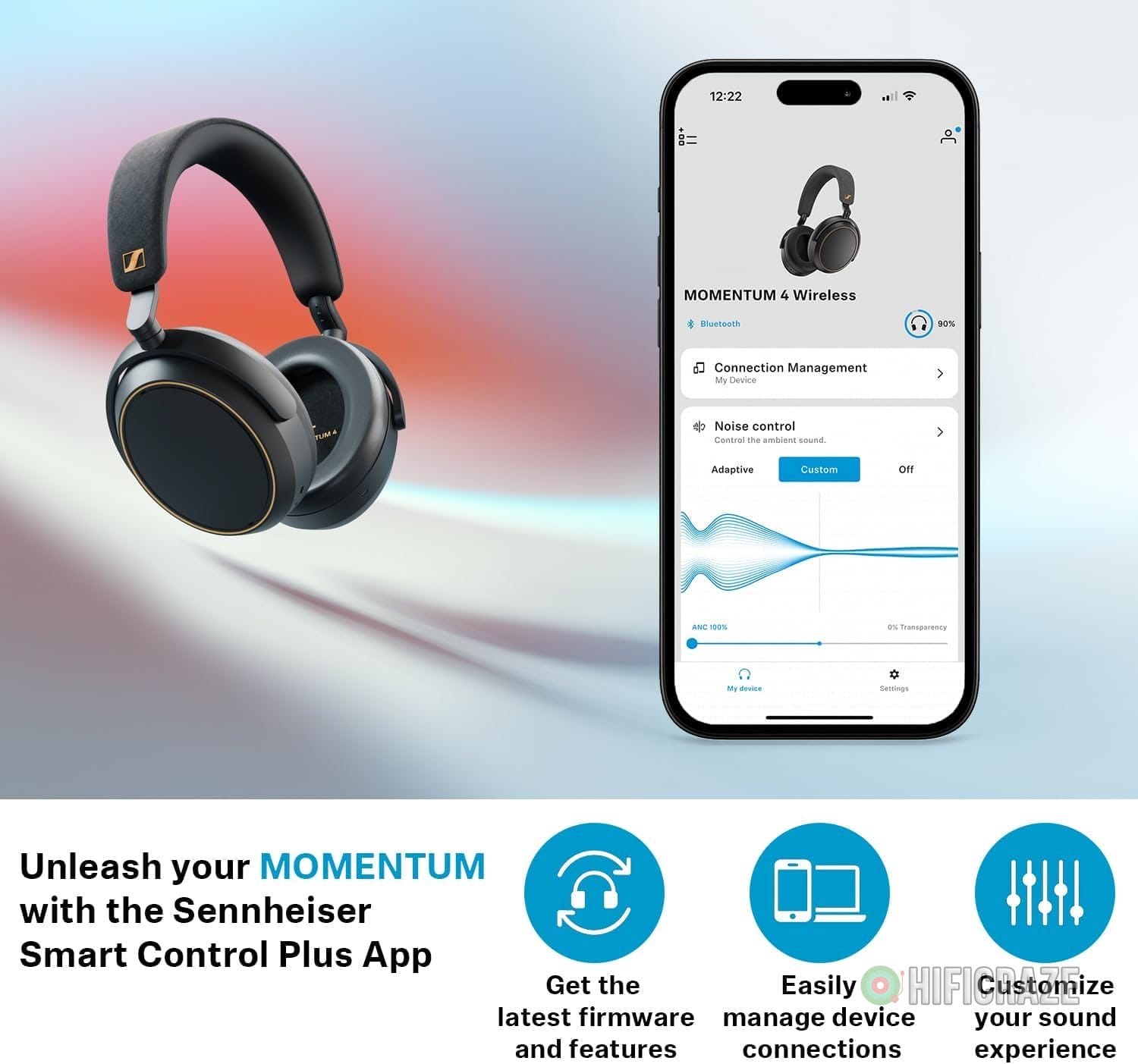 Sennheiser Consumer Audio Momentum 4 Wireless Headphones - Bluetooth Headset for Crystal-Clear Calls with Adaptive Noise Cancellation, 60h Battery Life, Lightweight Folding Design - Black/Copper 2 Sennheiser Consumer Audio Momentum 4 Wireless Headphones - Bluetooth Headset for Crystal-Clear Calls with Adaptive Noise Cancellation, 60h Battery Life, Lightweight Folding Design - Black/Copper - Image 2