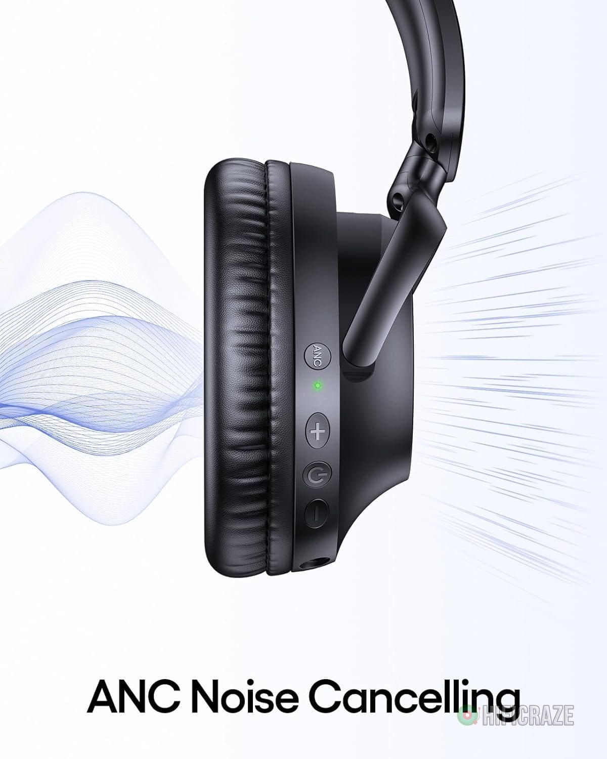 TAGRY Hybrid Active Noise Cancelling Headphones 100H Playtime Wireless Bluetooth Over Ear Headphone with Fast Charging Hi-Res Audio Comfort Earcups Headsets for Home Travel Office Phone PC Black - Image 2