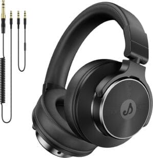 Home - HiFiCraze.com 29 Wired Over Ear Headphones, Studio Monitor & Mixing DJ Headphones with 50mm Neodymium Drivers and 1/4 to 3.5mm Jack for Guitar AMP Podcast Piano Keyboard (Black)