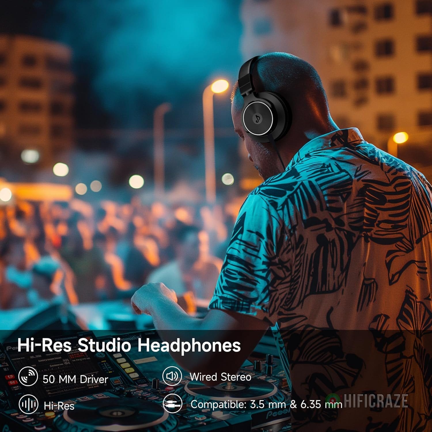 Wired Over Ear Headphones, Studio Monitor & Mixing DJ Headphones with 50mm Neodymium Drivers and 1/4 to 3.5mm Jack for Guitar AMP Podcast Piano Keyboard (Black) 2 Wired Over Ear Headphones, Studio Monitor & Mixing DJ Headphones with 50mm Neodymium Drivers and 1/4 to 3.5mm Jack for Guitar AMP Podcast Piano Keyboard (Black) - Image 2