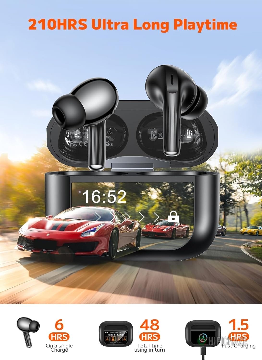 Wireless Earbuds, ANC/ENC Noise Cancelling Ear Buds with Smart Touchscreen Case, 48H Playtime for Sports & Working, Bass Stereo Sound, Bluetooth 5.4 Headphones for iPhone/Android 2 Wireless Earbuds, ANC/ENC Noise Cancelling Ear Buds with Smart Touchscreen Case, 48H Playtime for Sports & Working, Bass Stereo Sound, Bluetooth 5.4 Headphones for iPhone/Android - Image 2